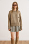 Women's Mink Soft Textured Slit Knit Sweater Kzk-19001007 - 3