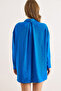 Women's Cobalt Blue Pocket Oversize Javanes Shirt Gml-19001395 - 3