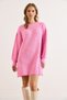 Women's Candy Pink Crew Neck Balloon Sleeve Soft Textured Knit Tunic Dress Elb-19001802 - 4