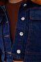 Navy Blue Velvet Detailed Crop Jacket and Wide Leg Jeans Set - 6