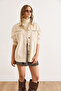 Women's Stone Shoulder Pockets Stone Detailed Cotton Gabardine Jacket Ckt-19000470 - 6