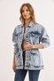 Women's Light Blue 4-Pocket Waist-Tied Long Denim Jacket Ckt-19000473 - 5