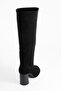 Josette Black Suede Women's Thick Heeled Boots - 5