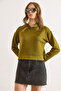 Women's Oil Green Hooded Side Slit Modal Buttoned Blouse Blz-19003128 - 6