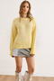 Women's Yellow Soft Textured Slit Knit Sweater Kzk-19001007