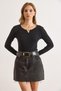Women's Black Metal V Detailed Stretchy Camisole Blouse Blz-19003129 - 6