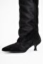 Zach Black Suede Over-The-Knee Women's Short Heeled Boots - 4