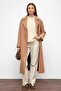 Oversize Snap Closure Fish Scale Pattern Medium Length Coat Somon 3035 - 4