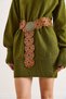 Women's Tan Trock Vintage Faux Leather Belt Kmr-19000153 - 4