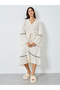 Jacquard Ruffle Sleeve Lettuce Hem Tie Robe