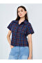 Checked Print Buttoned Spread Collar Shirt - 3