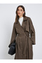 Brown Regular Fit Midi Trench Coat - 2