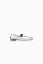 Lisbeth Ballerina Flats – Metallic Leather, Square Toe, Logo Elastic