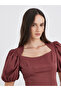 Solid Balloon Sleeve A-Line Maxi Dress - 4