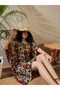 Multi Colored Printed Mini Kaftan Dress - 2