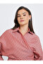 Women Rust Striped Batwing Sleeves Wrap Top - 3