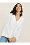 Bell Sleeve V Neck Gathered Blouse