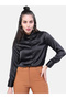 Women Black Satin Slim Fit Shirt