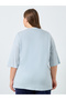 Plus Size Blue Slogan Print T-Shirt - 4