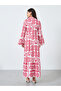 Floral Print Stand Collar A-Line Maxi Dress - 5