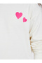 Teens Off White Relaxed Fit Heart Print Hoodie - 3