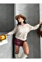 سويت شيرت نسائي شفاف بنقشة زهور كريمية - 4
