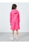 Girls Pink Hooded Dress with Front Pocket - 4