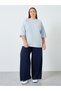 Plus Size Blue Slogan Print T-Shirt - 2
