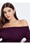 Purple Textured Knit Bodycon Midi Dress - 3