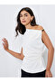 Cream Solid Asymmetric Neck Knit Top - 2