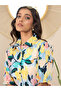 Floral Print Spread Collar Buttoned Jumpsuit - 6