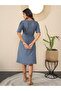 Blue Polka Dot Print Wrap Knee Length Dress - 5
