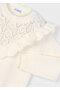 Girl's Knitted Sweater |   Cream Color, Ruffle Detail (4-10 Years) - 3