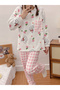 Women Flano Pocket Detail Top and Checked Pyjama Set - 3