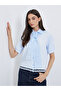 Light Blue Lace Trimmed Short Sleeve Shirt