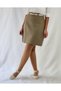 High Waist Khaki Woven Overknee Bell Skirt - 4