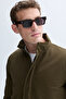Men's Khaki Stand Collar Coat - 6