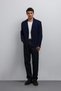 Navy Blue Hair Braided Textured Men's Cardigan - 2