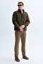 Men's Khaki Stand Collar Coat - 4
