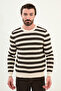 Horizontal Striped Slim Fit Crew Neck Men's Knitwear Beige-Brown - 11564.25K