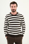 Horizontal Striped Slim Fit Crew Neck Men's Knitwear Brown-Bone - 11564.25K