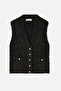 Women's Anthracite V-Neck Vest with Pocket Detail