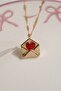 Red Heart Detailed Envelope Steel Necklace