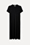 Women's Black A-Form Short Sleeve Long Dress - 4
