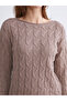 Lcw Vision Brown Boat Neck Self-Patterned Women's Knitwear Sweater - 3