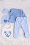 Hospital Released Organic Fabric 100% Cotton Bear Embroidered Set of 5 Gift Baby Girl and Boy Set - 5