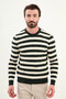 Horizontal Striped Slim Fit Crew Neck Men's Knitwear Khaki-Beige - 11564.25K