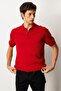 Men's Polo Neck 100% Cotton Short Sleeve Thin Knitwear Red - 5