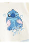 Ecru Crew Neck Stitch Printed Girl's Sweatshirt - 2
