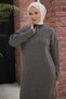 Ribbed Half Zip Knitwear Dress Smoked Hm2520 - 6